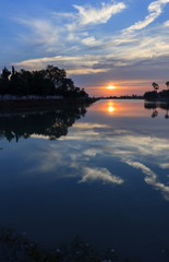 Beautiful sunset on the river.