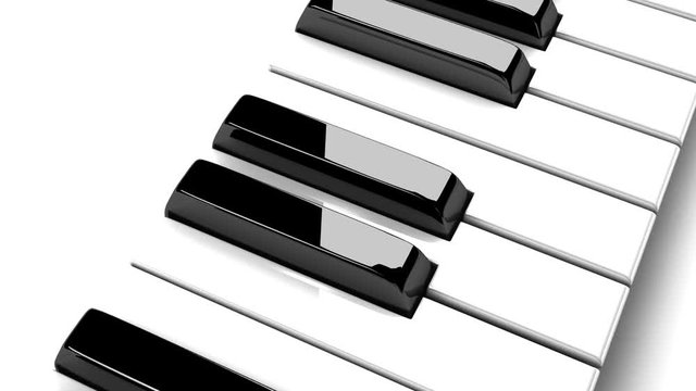 Piano Keyboard On White Background.
Loop able 3DCG render Animation.