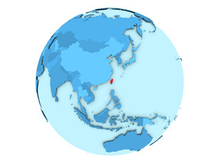 Taiwan on blue globe isolated