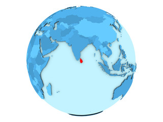 Sri Lanka on blue globe isolated