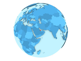 Qatar on blue globe isolated