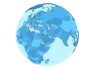 Kuwait on blue globe isolated