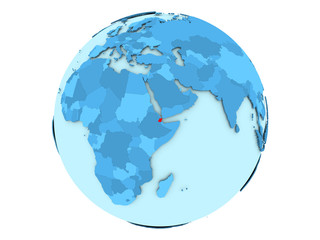 Djibouti on blue globe isolated