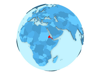 Eritrea on blue globe isolated