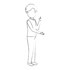 Man faceless avatar icon over white background vector illustration