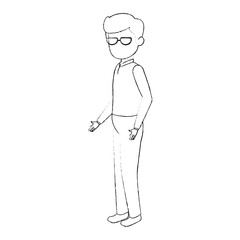 Man faceless avatar icon over white background vector illustration