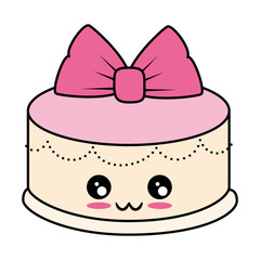 Cute wedding cake cute cartoon kawaii vector illustration  graphic 