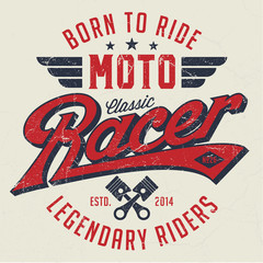 Fototapeta premium Classic Moto Racer - Tee Design For Print