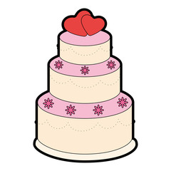 wedding cake icon over white background vector illustration