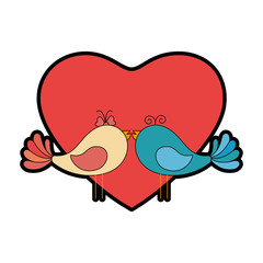 heart with cute couple of doves icon over white background vector illustration