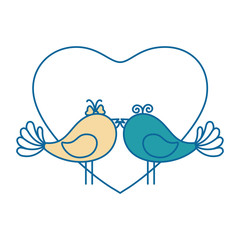 heart with cute couple of doves icon over white background vector illustration