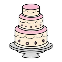 wedding cake icon over white background vector illustration