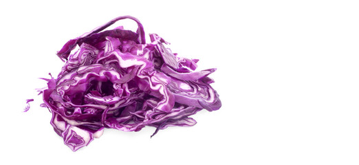 sliced of red cabbage on white background