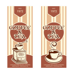 Set of vertical banner for coffee and tea shop