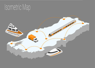 Map Turkey isometric concept.