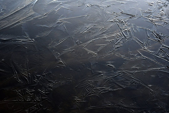 Ice crystals on lake surface