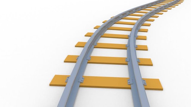 railroad in motion. train tracks. railway travel, transportation. 3d render, 3d illustration
