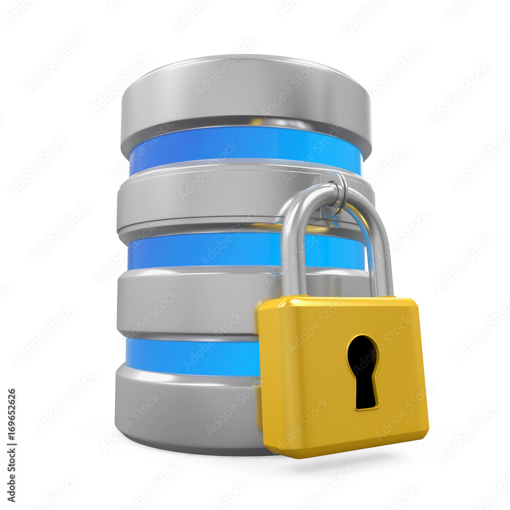 Poster database icon and lock isolated