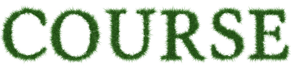 Course - 3D rendering fresh Grass letters isolated on whhite background.