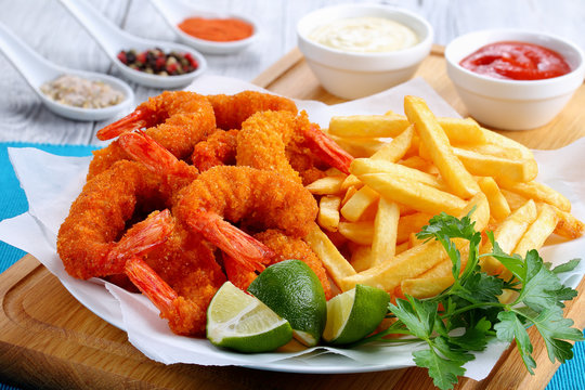 fried shrimp with french fries