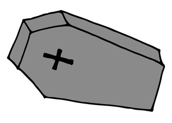 Doodle coffin or chest on white background hand drawn illustration