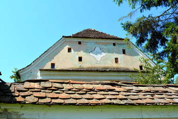 Typical rural landscape and peasant houses in  Bruiu - Braller, a commune in Sibiu County,...