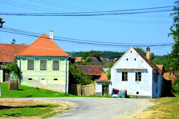 Typical rural landscape and peasant houses in  the village Somartin, Martinsberg, Märtelsberg,...