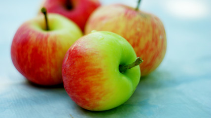 Reddish, ripe apples. four. summer