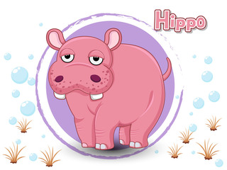 Hippo Cartoon Connect the dots and color