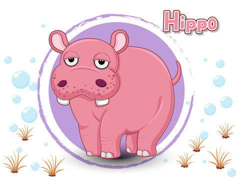 Hippo Cartoon Connect the dots and color