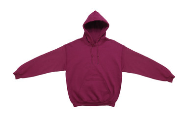 spread blank hoodie sweatshirt color maroon front view on white background