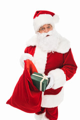 santa claus with gift box