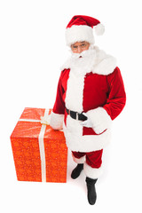 santa claus with gift box