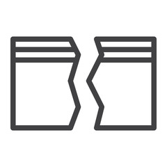 Broken credit card line icon, outline vector sign, linear style pictogram isolated on white. Symbol, logo illustration. Editable stroke