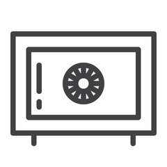 Metal bank safe box line icon, outline vector sign, linear style pictogram isolated on white. Symbol, logo illustration. Editable stroke