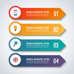 Arrow infographic options banner. Vector template with 4 steps.