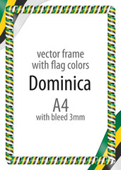 Frame and border of ribbon with the colors of the Dominica flag
