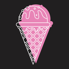 Vanilla ice cream doodle icon vector illustration for design and web isolated