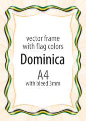 Frame and border of ribbon with the colors of the Dominica flag