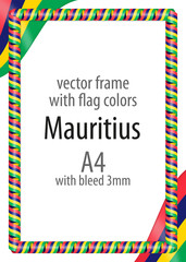 Obraz premium Frame and border of ribbon with the colors of the Mauritius flag