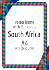 Frame and border of ribbon with the colors of the South Africa flag