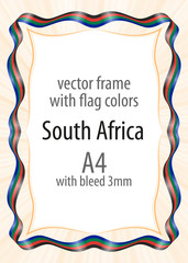 Frame and border of ribbon with the colors of the South Africa flag