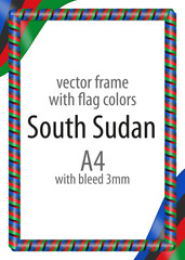 Frame and border of ribbon with the colors of the South Sudan flag