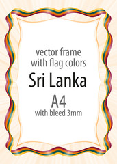 Frame and border of ribbon with the colors of the Sri Lanka flag
