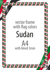 Frame and border of ribbon with the colors of the Sudan flag