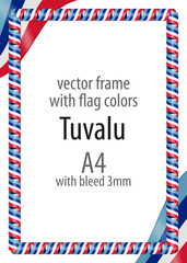 Frame and border of ribbon with the colors of the Tuvalu flag