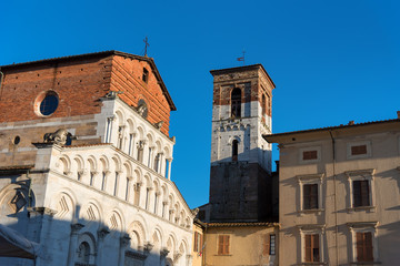 Fototapeta na wymiar The Romanesque Church of Santa Maria Bianca, also known as Santa Maria Forisportam in Lucca, Tuscany, Italy