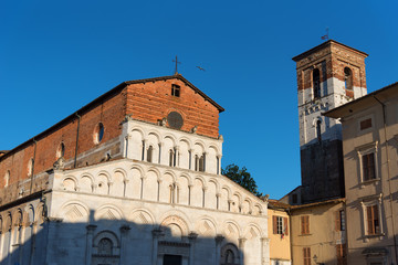 Fototapeta na wymiar The Romanesque Church of Santa Maria Bianca, also known as Santa Maria Forisportam in Lucca, Tuscany, Italy
