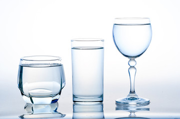 full glass of water isolated on white ,A glass of water ,water on a glass on white background