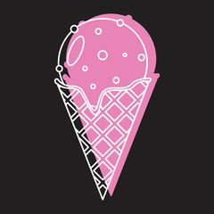 Fruit pink ice cream doodle icon vector illustration for design and web isolated